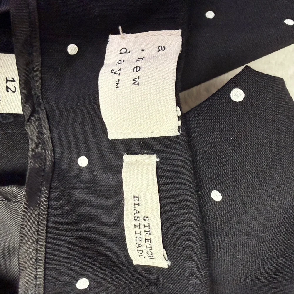 A New Day size 12 Black Pants with White Polka Dots hidden side zipper - Picture 6 of 9